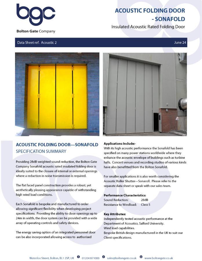 SONAFOLD Top Hung Acoustic Folding Doors Brochure