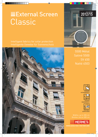 Mermet EXTERNAL SCREEN CLASSIC collection 2015 Brochure