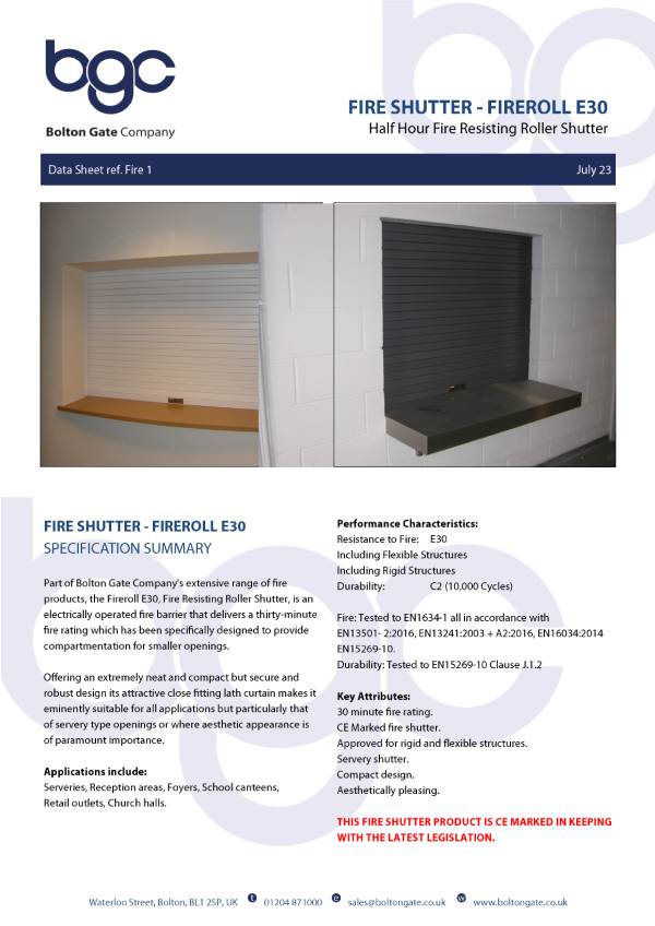 Fireroll E30 Brochure