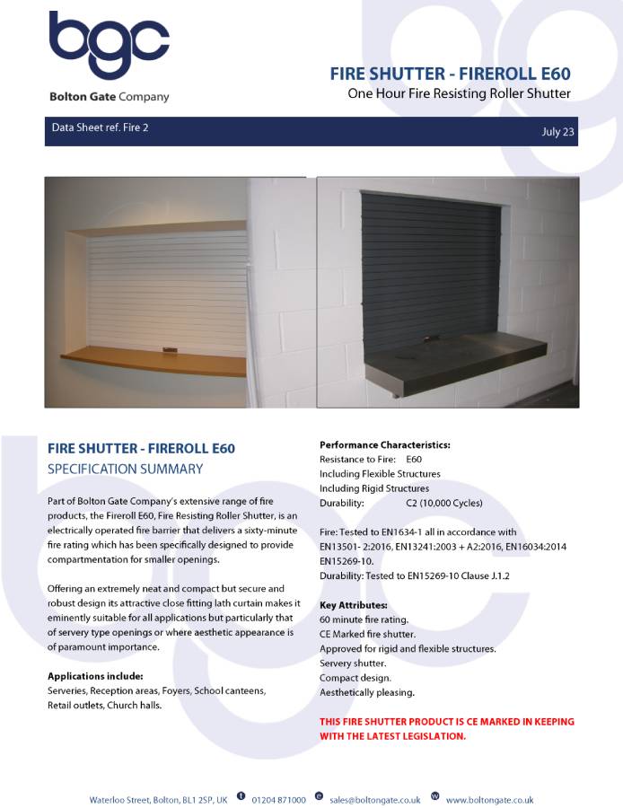 Fireroll E60 Brochure