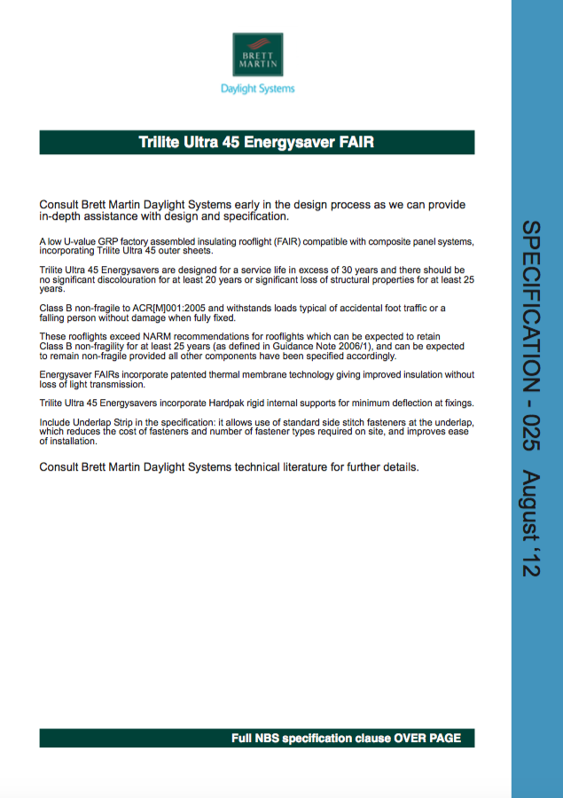 Trilite Ultra 45 Energysaver FAIR Brochure