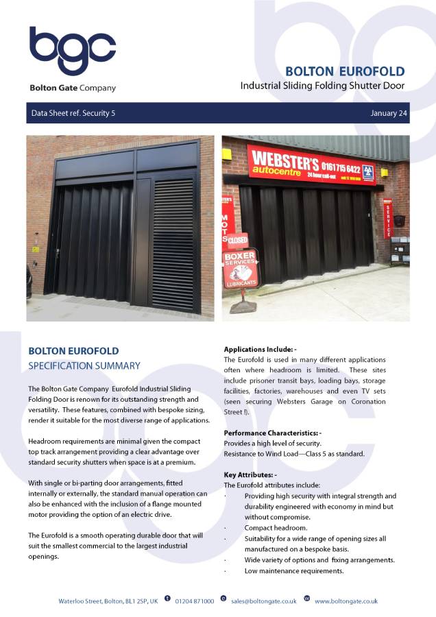 Eurofold Folding Shutter Doors Brochure