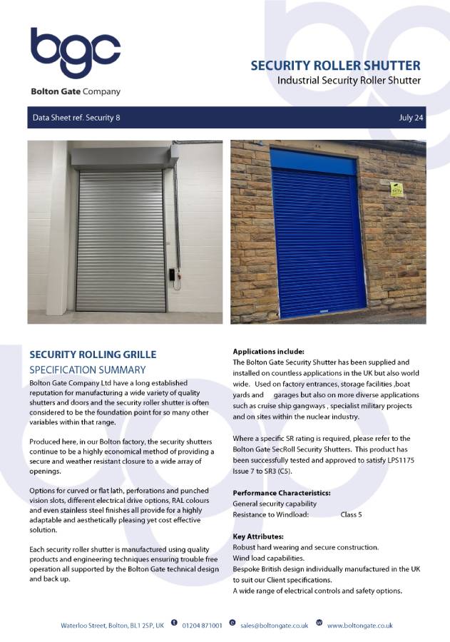 Security Roller Shutter Brochure