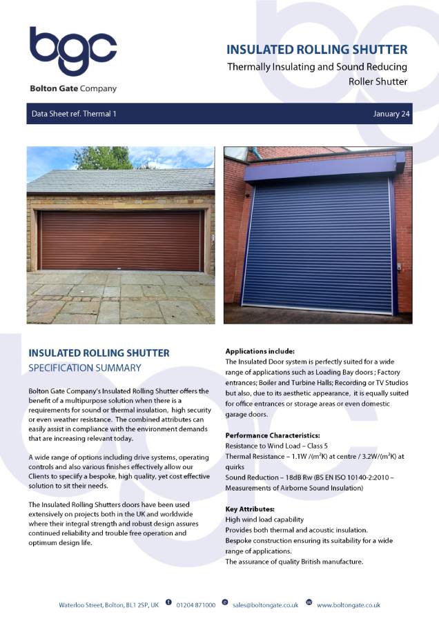 Insulated Roller Shutter Brochure