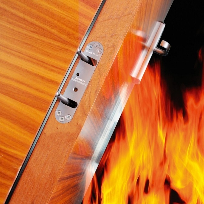 Concealed door closer for fire doors