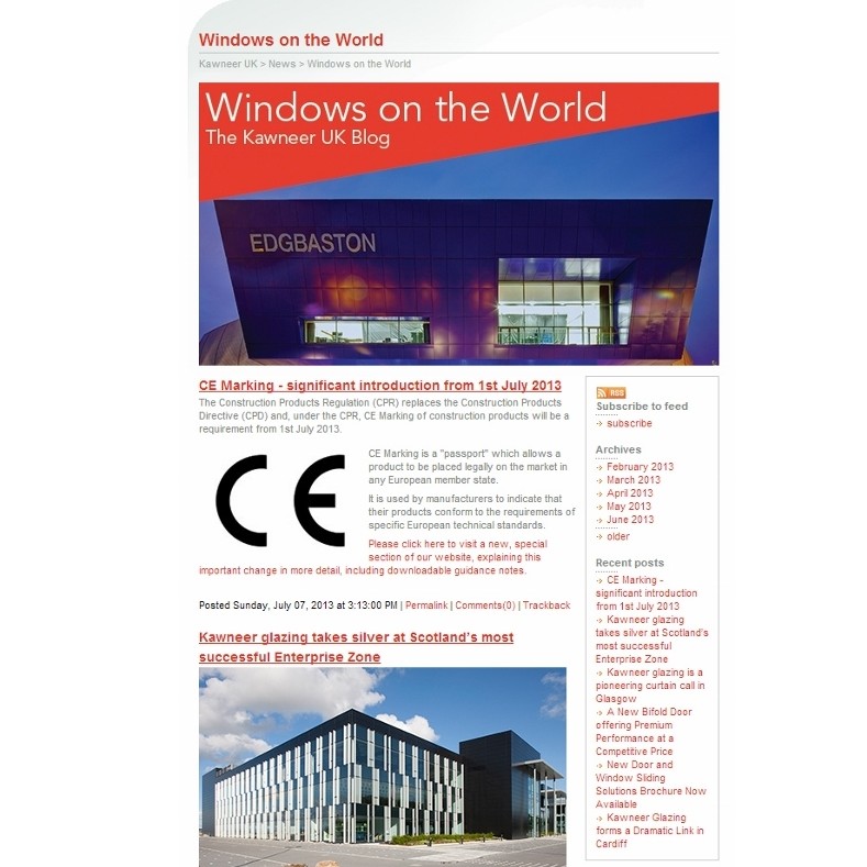 Kawneer launches Windows on the World blog