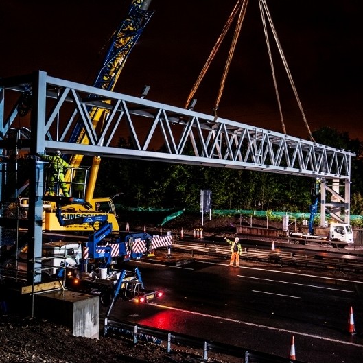 First supergantry installed on M25