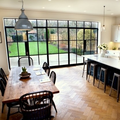 Steel windows bring industrial style to domestic extension