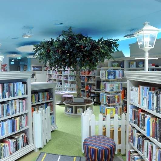 Interface helps create suburban-themed library