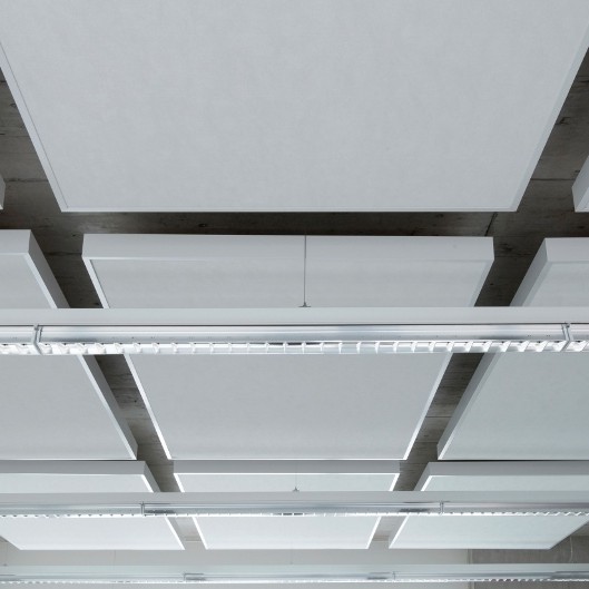 Hunter Douglas TechStyle Islands offer a lightweight, sound-absorbing ceiling solution