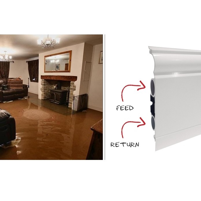 Flood proof skirting boards also provide room heating