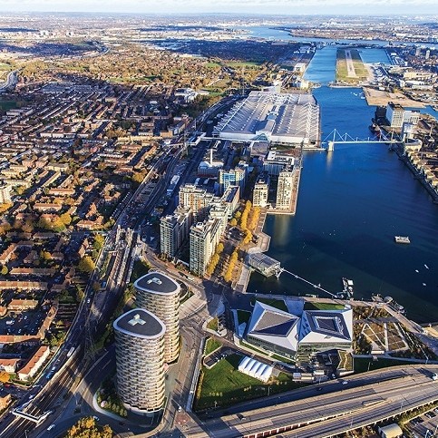 Mayor marks milestone for iconic Royal Dock towers